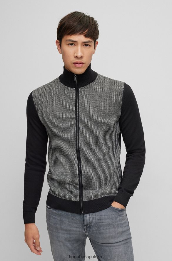 Hugo Boss Czarny, zapinany na zamek, dzianinowy kardigan z dziewiczej wełny hugo czarny R0X0H63325