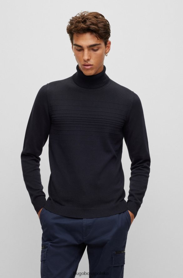 Hugo Boss Dopasowany sweter z golfem w kolorze ciemnoniebieskim hugo z bawełny i dziewiczej wełny ciemny niebieski R0X0H62401