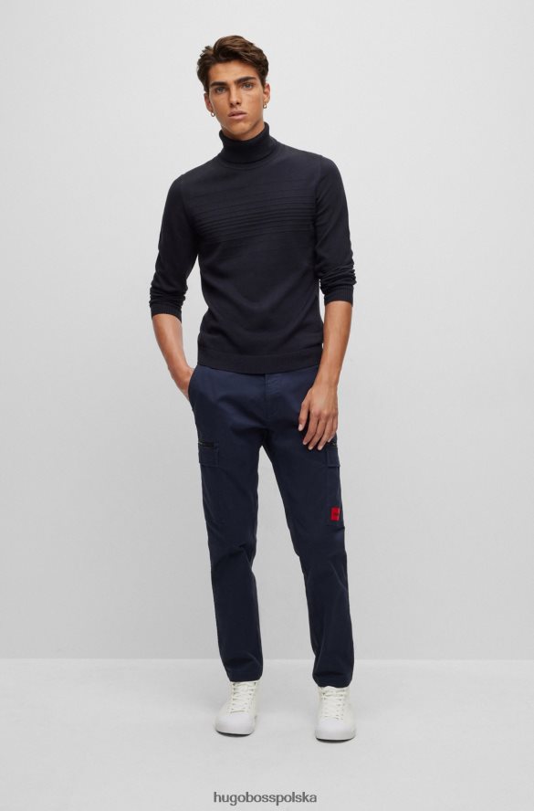 Hugo Boss Dopasowany sweter z golfem w kolorze ciemnoniebieskim hugo z bawełny i dziewiczej wełny ciemny niebieski R0X0H62401