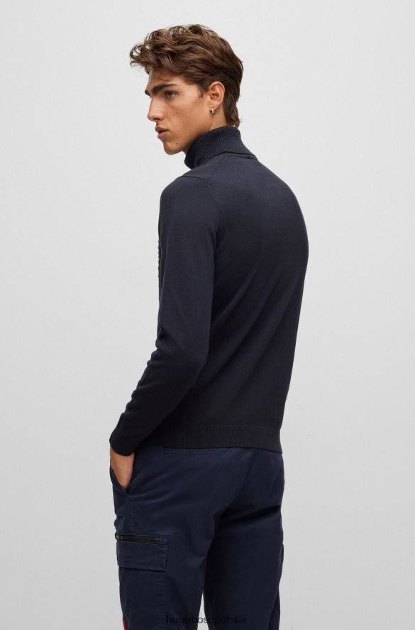 Hugo Boss Dopasowany sweter z golfem w kolorze ciemnoniebieskim hugo z bawełny i dziewiczej wełny ciemny niebieski R0X0H62401