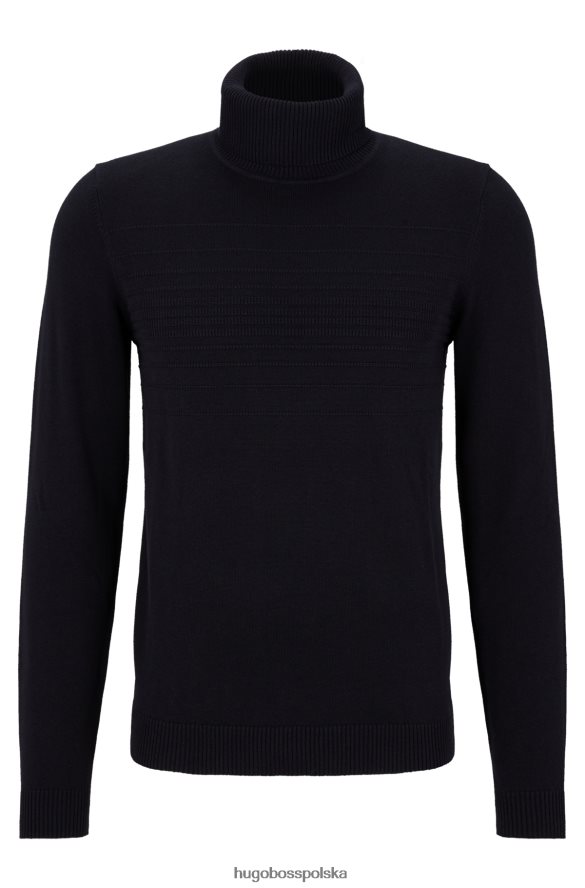 Hugo Boss Dopasowany sweter z golfem w kolorze ciemnoniebieskim hugo z bawełny i dziewiczej wełny ciemny niebieski R0X0H62401