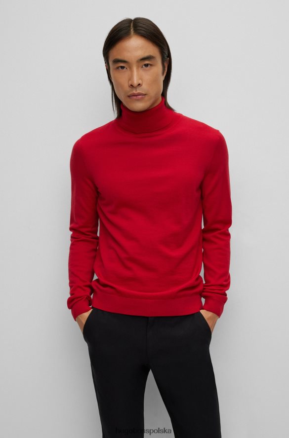 Hugo Boss Dopasowany sweter z golfem w kolorze czerwonej wełny Hugo czerwony R0X0H6983