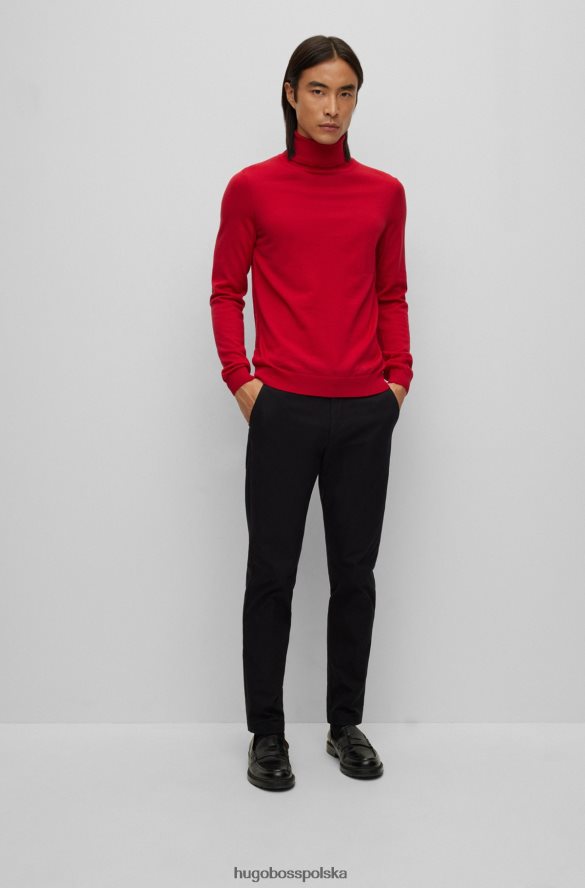 Hugo Boss Dopasowany sweter z golfem w kolorze czerwonej wełny Hugo czerwony R0X0H6983