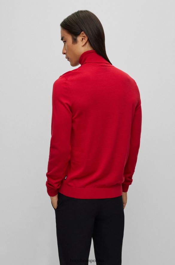 Hugo Boss Dopasowany sweter z golfem w kolorze czerwonej wełny Hugo czerwony R0X0H6983