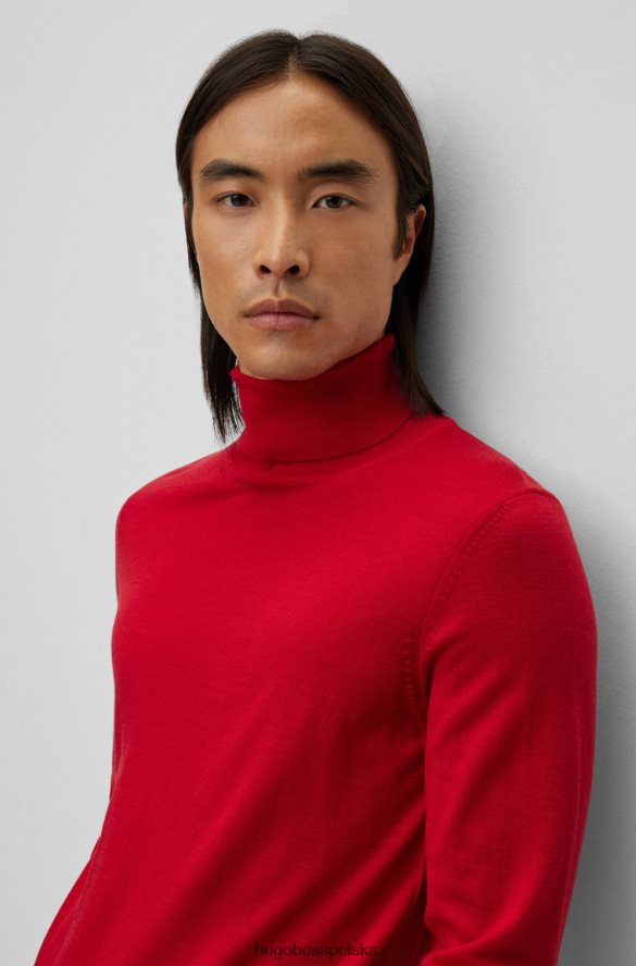 Hugo Boss Dopasowany sweter z golfem w kolorze czerwonej wełny Hugo czerwony R0X0H6983
