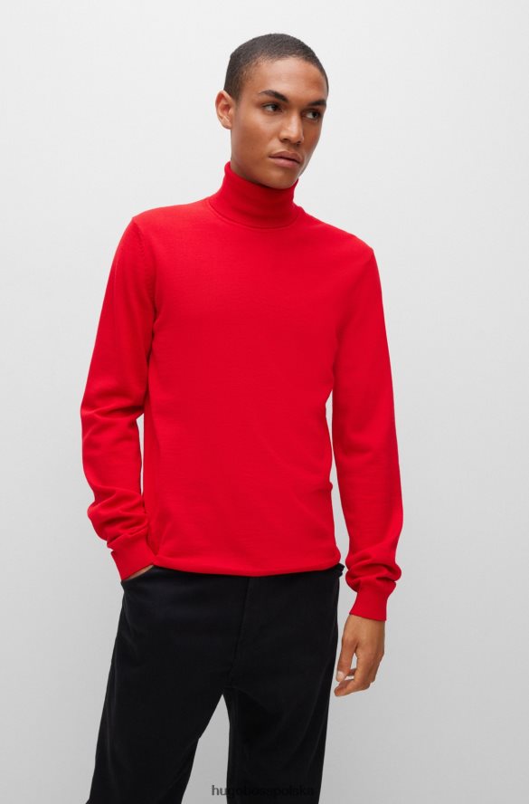 Hugo Boss Dopasowany sweter z golfem z dziewiczej wełny hugo w kolorze czerwonym czerwony R0X0H63758