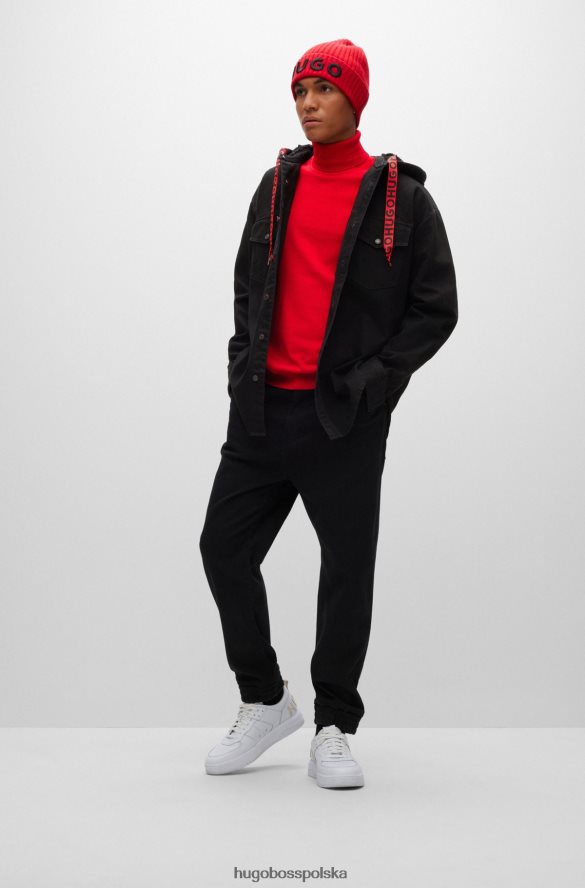 Hugo Boss Dopasowany sweter z golfem z dziewiczej wełny hugo w kolorze czerwonym czerwony R0X0H63758