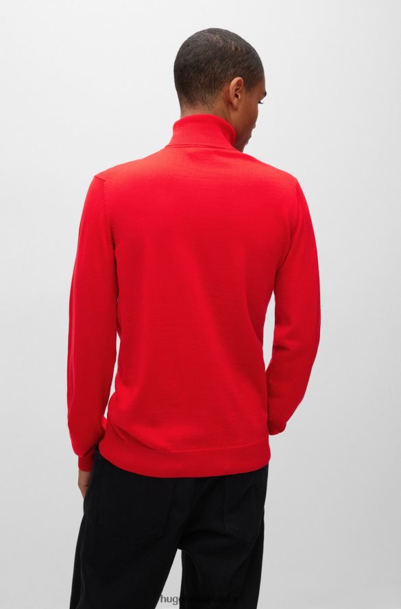 Hugo Boss Dopasowany sweter z golfem z dziewiczej wełny hugo w kolorze czerwonym czerwony R0X0H63758
