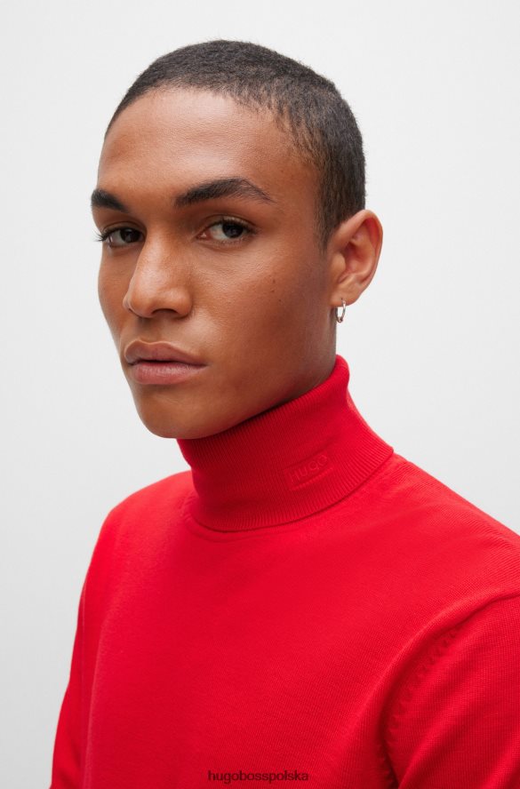 Hugo Boss Dopasowany sweter z golfem z dziewiczej wełny hugo w kolorze czerwonym czerwony R0X0H63758
