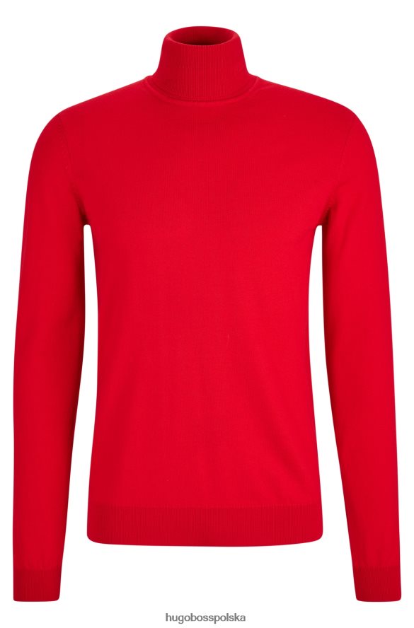 Hugo Boss Dopasowany sweter z golfem z dziewiczej wełny hugo w kolorze czerwonym czerwony R0X0H63758
