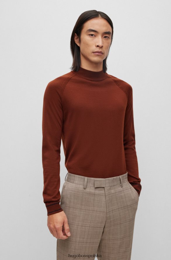 Hugo Boss Hugo Cienko robiony sweter z domieszką wełny z paskiem w kolorze brązowym brązowy R0X0H63104