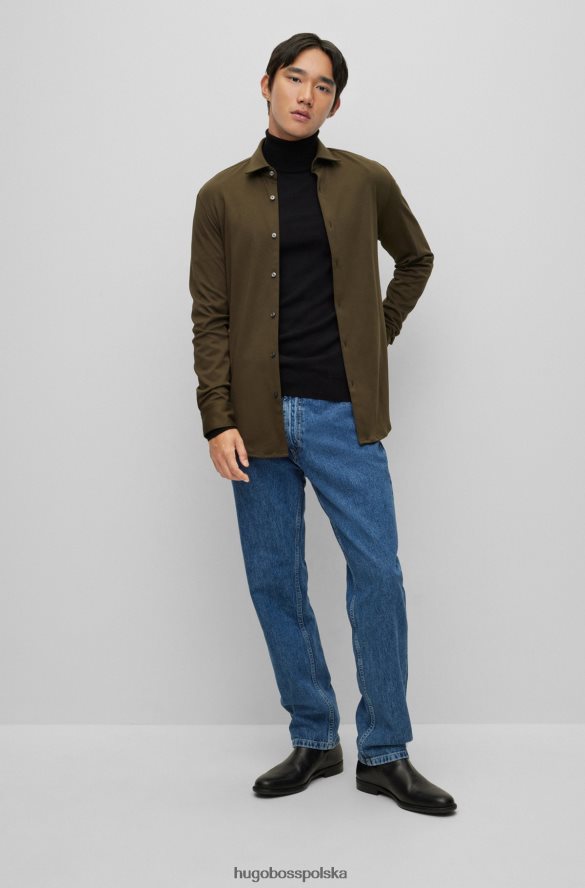 Hugo Boss Hugo Czarny sweter o dopasowanym kroju z golfem z dziewiczej wełny czarny R0X0H63760