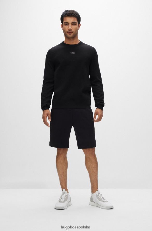 Hugo Boss Hugo Czarny sweter z mieszanki bawełny o regularnym kroju z kontrastowym logo czarny R0X0H62992