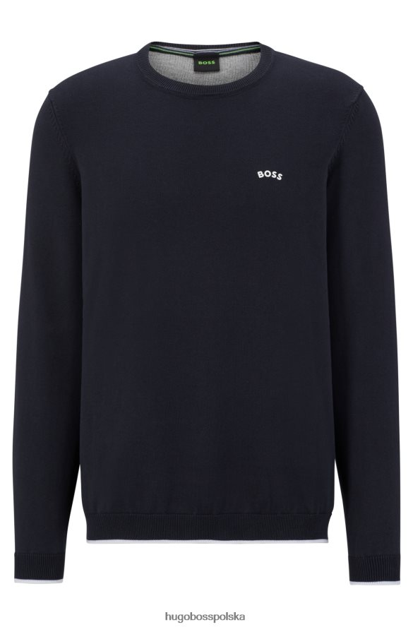 Hugo Boss Hugo Sweter o regularnym kroju z bawełny organicznej z zaokrąglonym logo w kolorze ciemnoniebieskim ciemny niebieski R0X0H64608