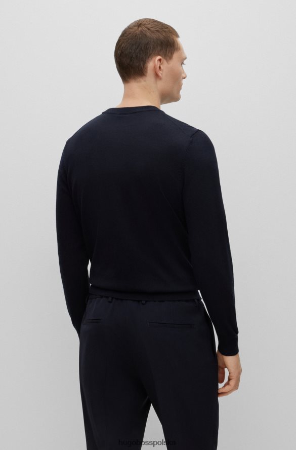 Hugo Boss Hugo Sweter o regularnym kroju z czystej bawełny z haftowanym logo w kolorze ciemnoniebieskim ciemny niebieski R0X0H6902