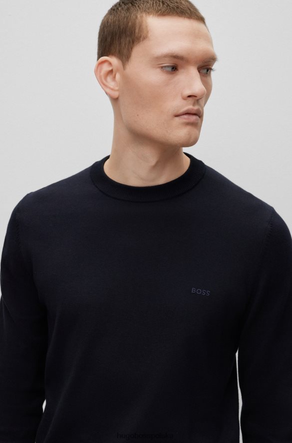 Hugo Boss Hugo Sweter o regularnym kroju z czystej bawełny z haftowanym logo w kolorze ciemnoniebieskim ciemny niebieski R0X0H6902