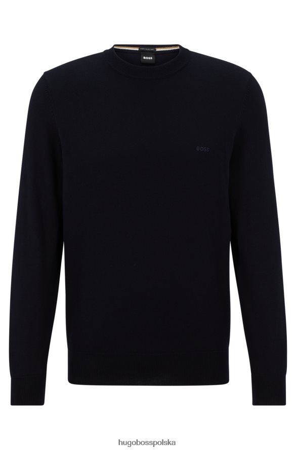 Hugo Boss Hugo Sweter o regularnym kroju z czystej bawełny z haftowanym logo w kolorze ciemnoniebieskim ciemny niebieski R0X0H6902