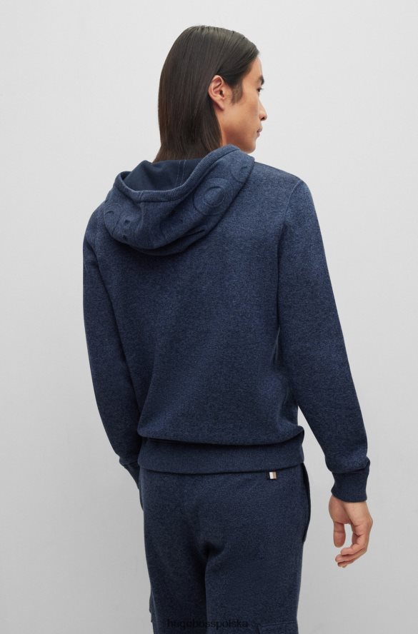 Hugo Boss Hugo ciemnoniebieska bluza z kapturem o regularnym kroju, wykonana z bawełny i dziewiczej wełny ciemny niebieski R0X0H62784