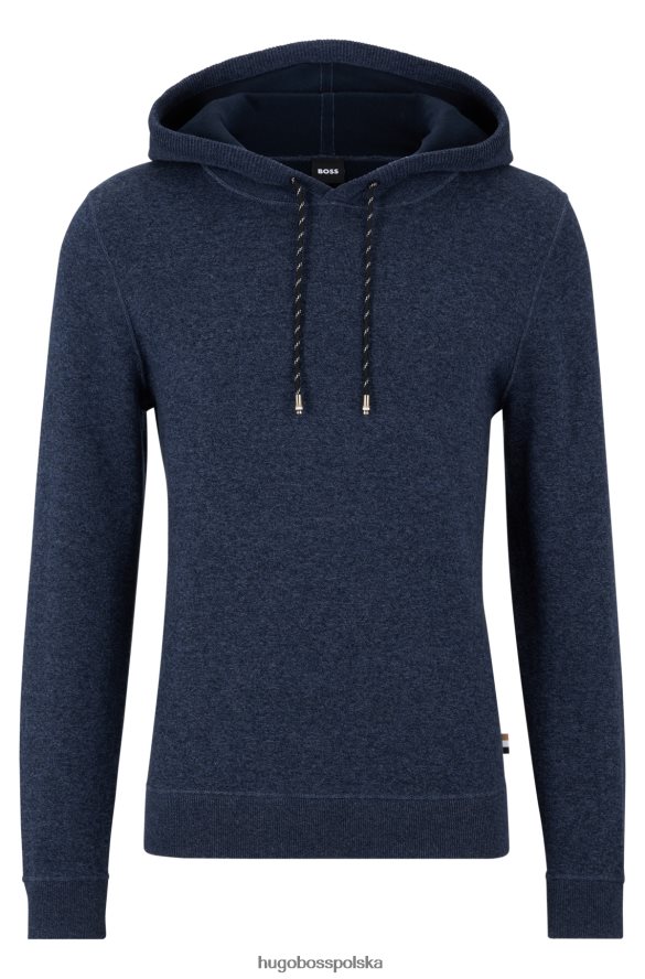 Hugo Boss Hugo ciemnoniebieska bluza z kapturem o regularnym kroju, wykonana z bawełny i dziewiczej wełny ciemny niebieski R0X0H62784
