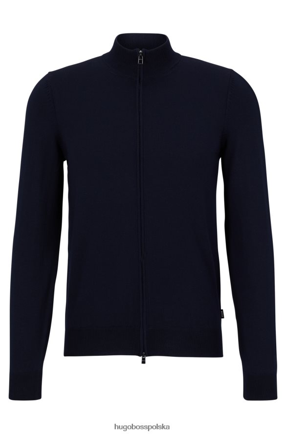 Hugo Boss Kardigan o regularnym kroju z dziewiczej wełny z charakterystycznym paskiem hugo w kolorze ciemnoniebieskim ciemny niebieski R0X0H62696