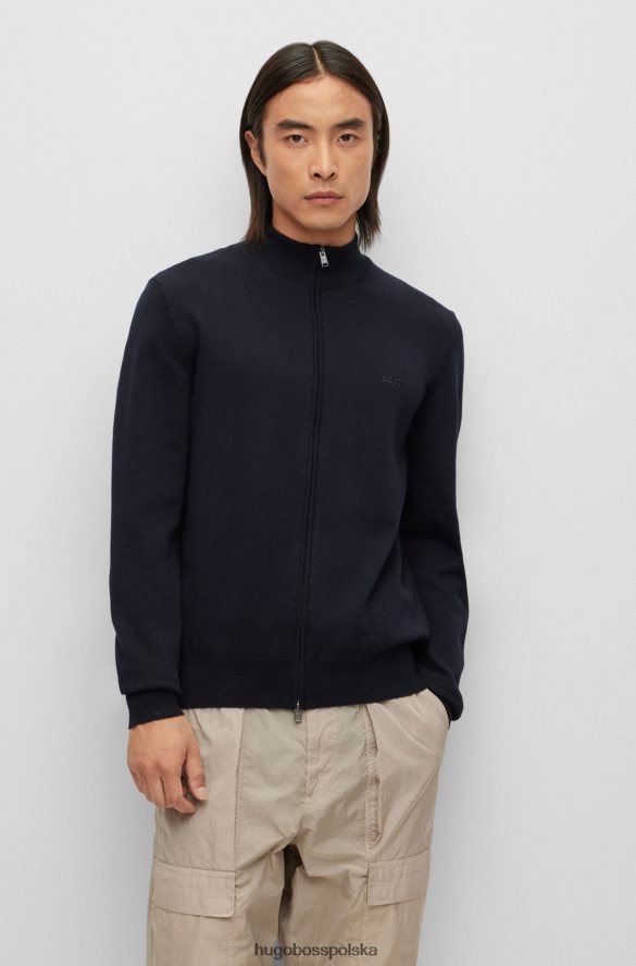 Hugo Boss Kardigan o regularnym kroju z haftowanym logo hugo, wykonany z ciemnoniebieskiej bawełny o strukturalnej strukturze ciemny niebieski R0X0H64564