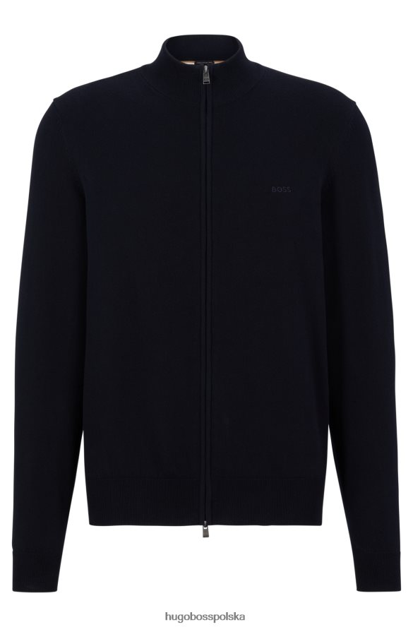 Hugo Boss Kardigan o regularnym kroju z haftowanym logo hugo, wykonany z ciemnoniebieskiej bawełny o strukturalnej strukturze ciemny niebieski R0X0H64564