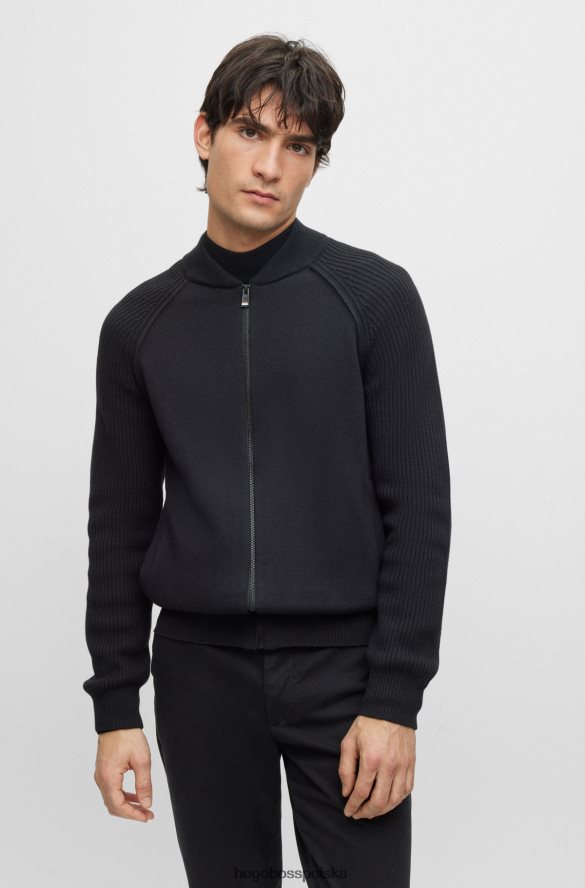 Hugo Boss Kardigan w stylu baseballowym z bawełny i dziewiczej wełny hugo w kolorze czarnym czarny R0X0H62755