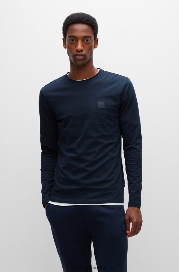 Hugo Boss Koszulka hugo z bawełnianego jerseyu o regularnym kroju z naszywką z logo w kolorze ciemnoniebieskim ciemny niebieski R0X0H61330