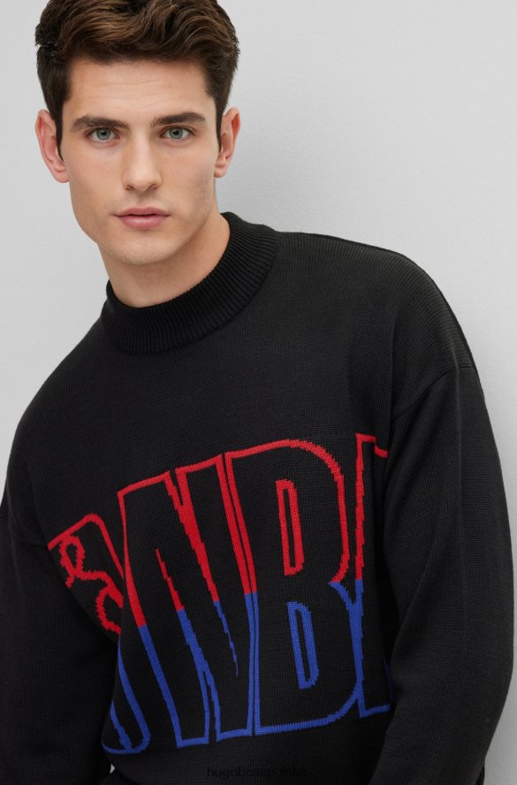 Hugo Boss & NBA Sweter o luźnym kroju z intarsją z logo podwójnej marki rodzaj NBA R0X0H63767