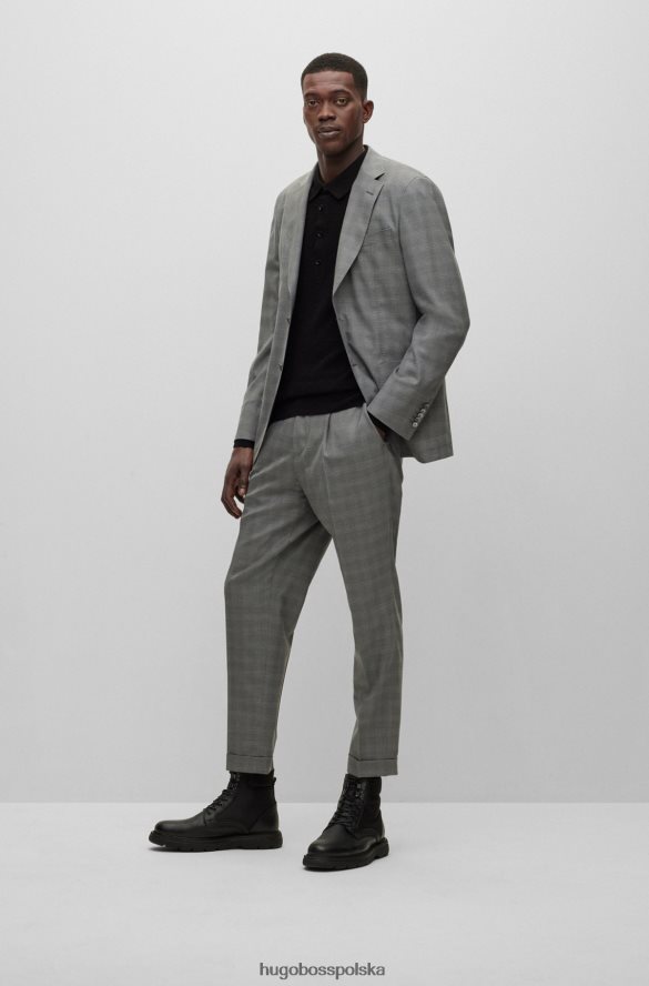 Hugo Boss Prążkowany sweter polo hugo w kolorze czarnym o dopasowanym kroju czarny R0X0H62961