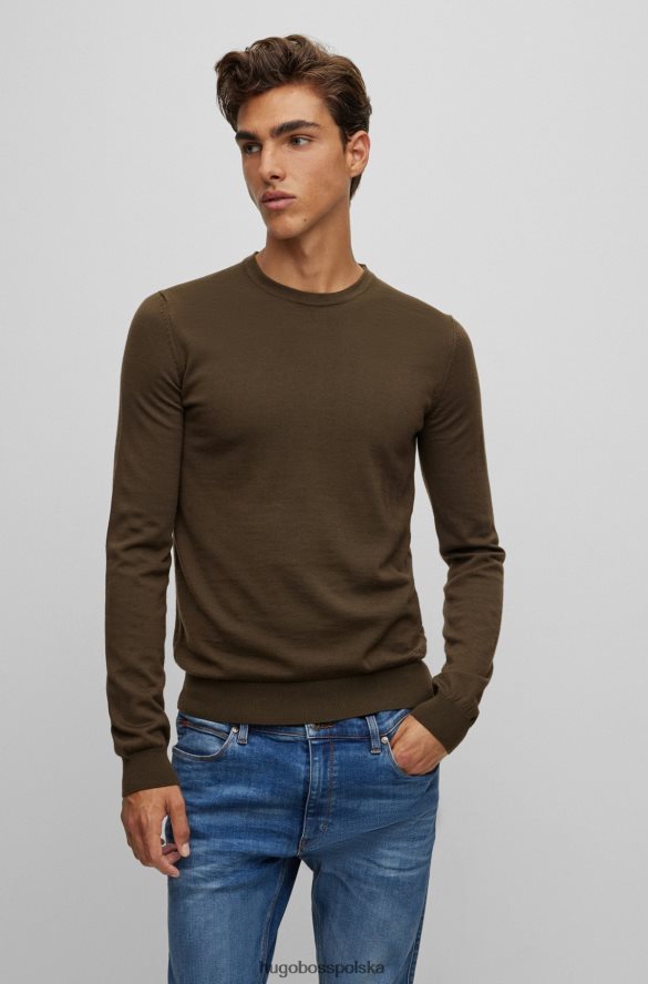 Hugo Boss Sweter Hugo o dopasowanym kroju z bardzo cienkiej wełny merynosów w kolorze ciemnozielonym ciemnozielony R0X0H62791