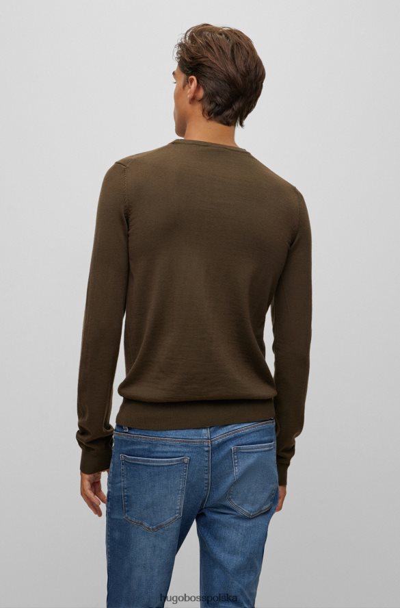 Hugo Boss Sweter Hugo o dopasowanym kroju z bardzo cienkiej wełny merynosów w kolorze ciemnozielonym ciemnozielony R0X0H62791