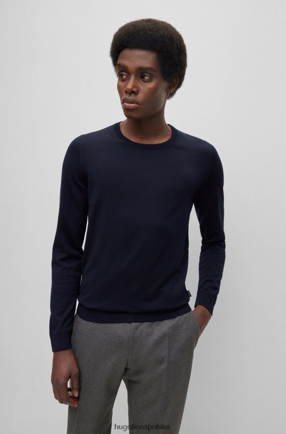 Hugo Boss Sweter Hugo o dopasowanym kroju z czystej wełny w kolorze ciemnoniebieskim ciemny niebieski R0X0H62596