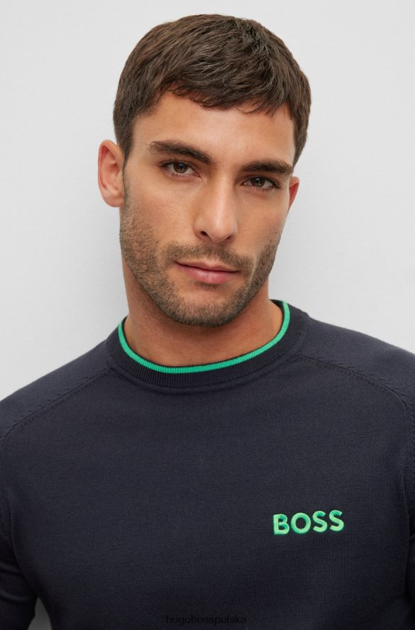 Hugo Boss Sweter Hugo o regularnym kroju w kolorze ciemnoniebieskim, ze stretchem ciemny niebieski R0X0H63801