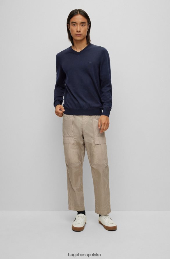 Hugo Boss Sweter Hugo z dekoltem w kształcie litery V w kolorze odpowiedzialnej wełny w kolorze ciemnoniebieskim ciemny niebieski R0X0H61414