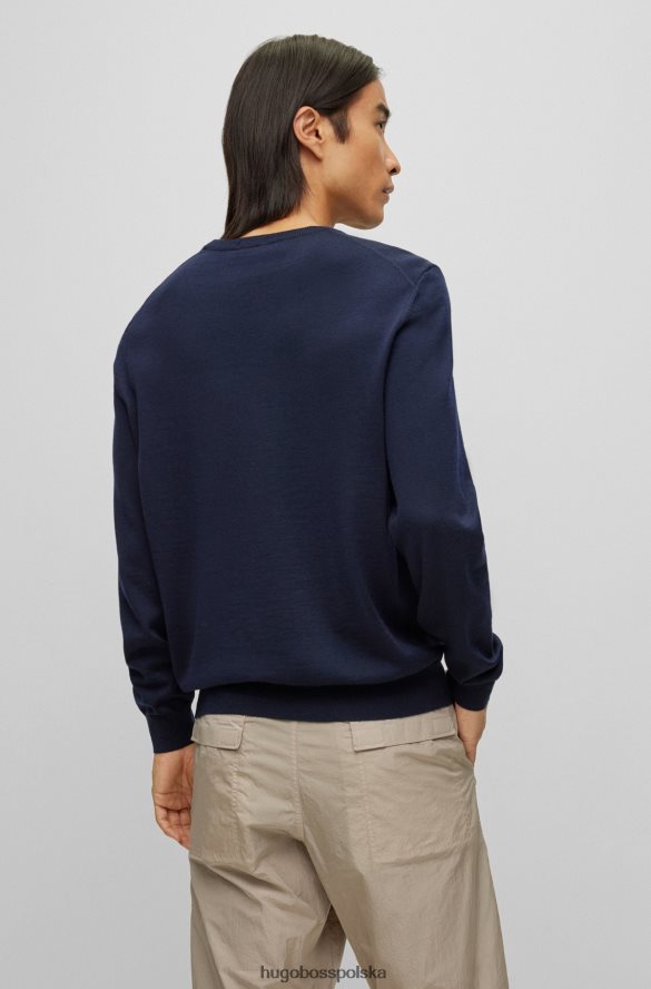 Hugo Boss Sweter Hugo z dekoltem w kształcie litery V w kolorze odpowiedzialnej wełny w kolorze ciemnoniebieskim ciemny niebieski R0X0H61414