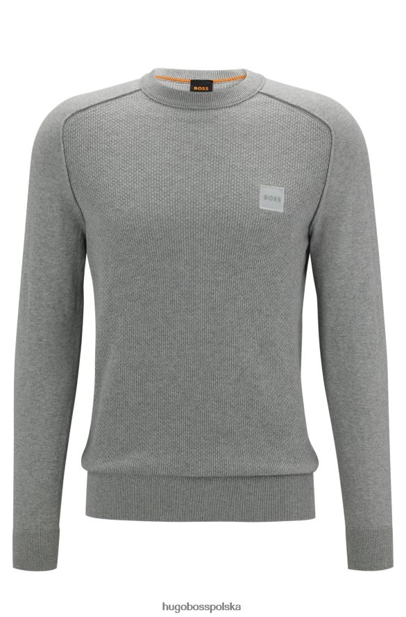 Hugo Boss Sweter bawełniano-kaszmirowy o mieszanej strukturze z tkaną metką hugo jasnoszary jasnoszary R0X0H61971