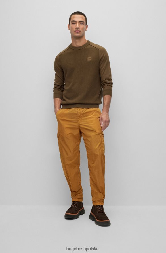 Hugo Boss Sweter bawełniano-kaszmirowy o mieszanej strukturze z tkaną metką w kolorze ciemnozielonym hugo ciemnozielony R0X0H61969