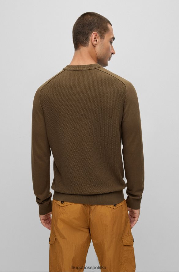 Hugo Boss Sweter bawełniano-kaszmirowy o mieszanej strukturze z tkaną metką w kolorze ciemnozielonym hugo ciemnozielony R0X0H61969