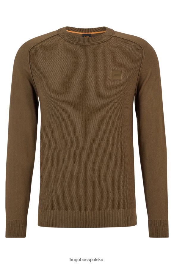 Hugo Boss Sweter bawełniano-kaszmirowy o mieszanej strukturze z tkaną metką w kolorze ciemnozielonym hugo ciemnozielony R0X0H61969