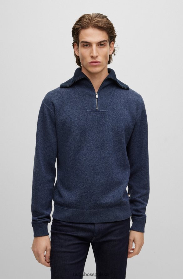 Hugo Boss Sweter hugo o regularnym kroju w kolorze ciemnoniebieskim z bawełny i dziewiczej wełny ciemny niebieski R0X0H63600