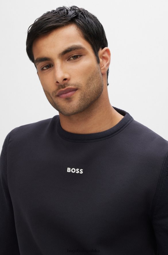 Hugo Boss Sweter hugo o regularnym kroju, z mieszanki bawełny, z kontrastowym logo w kolorze ciemnoniebieskim ciemny niebieski R0X0H62993