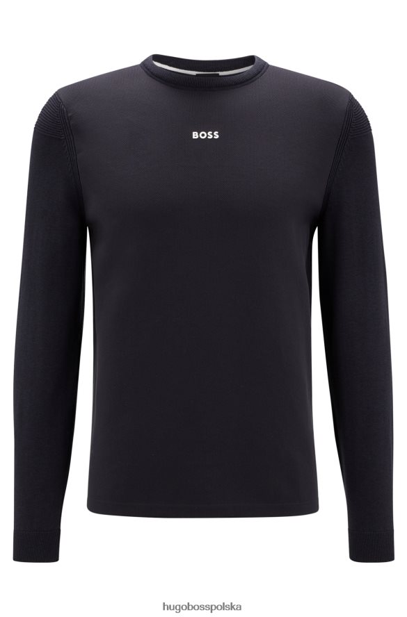 Hugo Boss Sweter hugo o regularnym kroju, z mieszanki bawełny, z kontrastowym logo w kolorze ciemnoniebieskim ciemny niebieski R0X0H62993
