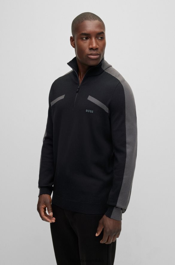 Hugo Boss Sweter hugo o regularnym kroju, zapinany na zamek i taśmę z logo, czarny czarny R0X0H62183