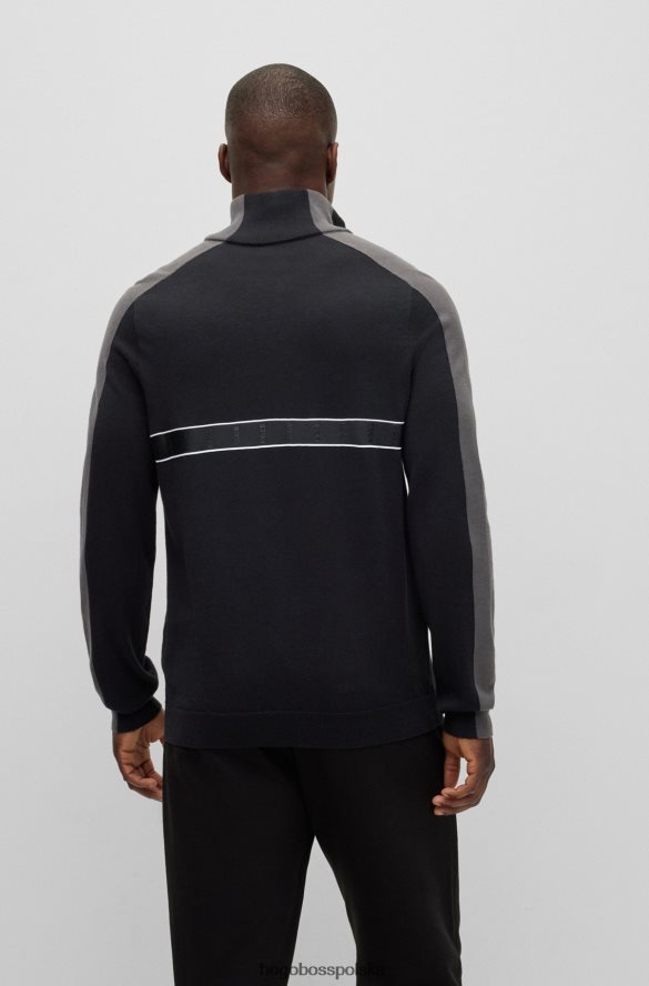 Hugo Boss Sweter hugo o regularnym kroju, zapinany na zamek i taśmę z logo, czarny czarny R0X0H62183