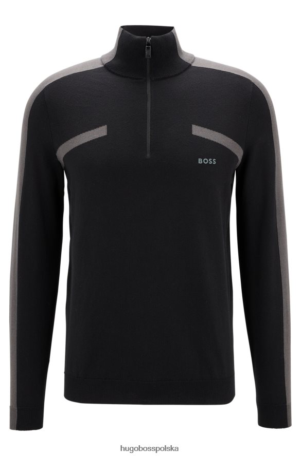 Hugo Boss Sweter hugo o regularnym kroju, zapinany na zamek i taśmę z logo, czarny czarny R0X0H62183