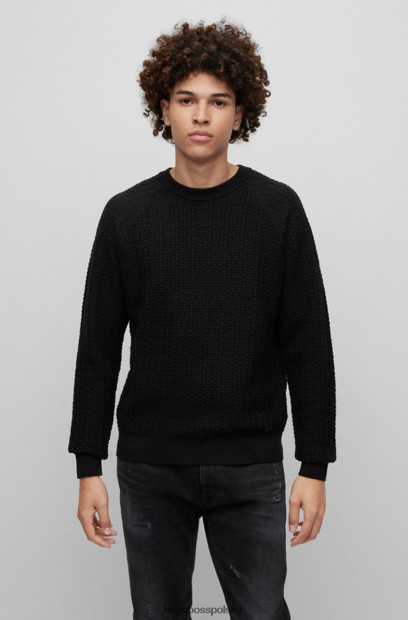 Hugo Boss Sweter hugo o swobodnym kroju z czarnej bawełny strukturalnej czarny R0X0H63899