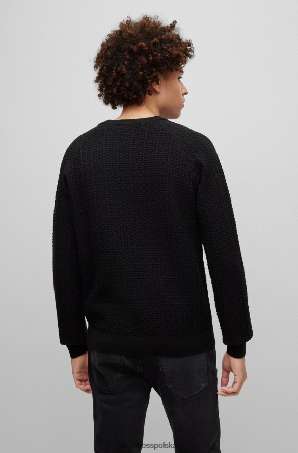 Hugo Boss Sweter hugo o swobodnym kroju z czarnej bawełny strukturalnej czarny R0X0H63899