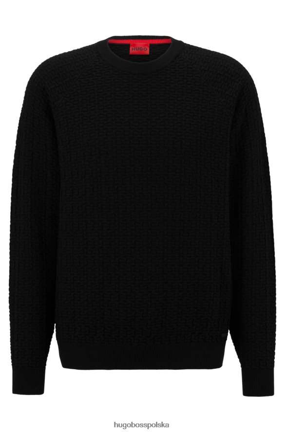 Hugo Boss Sweter hugo o swobodnym kroju z czarnej bawełny strukturalnej czarny R0X0H63899