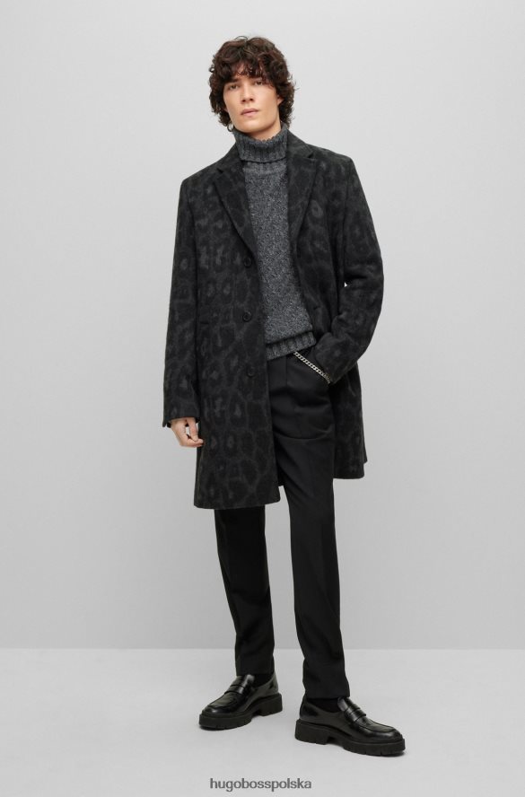 Hugo Boss Sweter hugo z domieszką wełny i golfem z naszywką z logo w kolorze ciemnoszarym ciemno szary R0X0H63384